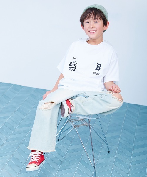 devirock(デビロック)の「【イージーウォッシュ】防汚 えらべるデザイン UVカット 半袖Tシャツ(セットアップ可能)(Tシャツ/カットソー・キッズ・グリーン系1/ブラック系2/ベージュ系1/ライトグレー系1/ブラック系1/パープル系1/ホワイト系1/ホワイト系2・100cm/110cm/120cm/130cm/140cm/150cm/160cm)」の14枚目の写真