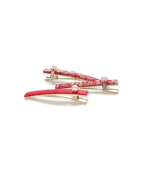 FURFUR（ファーファー）の「ツイード×ベロアヘアクリップセット（その他ヘアアクセサリー・レディース・ブラック/レッド/ピンク・F）」の8枚目の写真