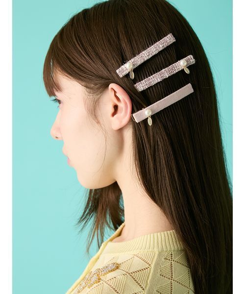 FURFUR（ファーファー）の「ツイード×ベロアヘアクリップセット（その他ヘアアクセサリー・レディース・ブラック/レッド/ピンク・F）」の9枚目の写真
