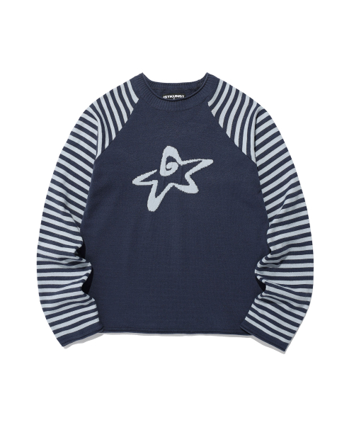 ISTKUNST（イストクンスト）の「STAR STRIPE RAGLAN KNIT_NAVY(IK2FFMK600A)（ニット/セーター・レディース・ネイビー・M/S）」の2枚目の写真
