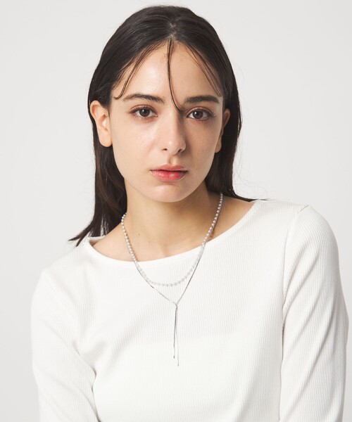 green label relaxing（グリーンレーベルリラクシング）の「3WAY スネークチェーン＆フェイクパール ネックレス（ネックレス・レディース・シルバー/ゴールド・FREE）」の3枚目の写真