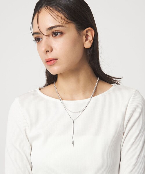 green label relaxing（グリーンレーベルリラクシング）の「3WAY スネークチェーン＆フェイクパール ネックレス（ネックレス・レディース・シルバー/ゴールド・FREE）」の4枚目の写真