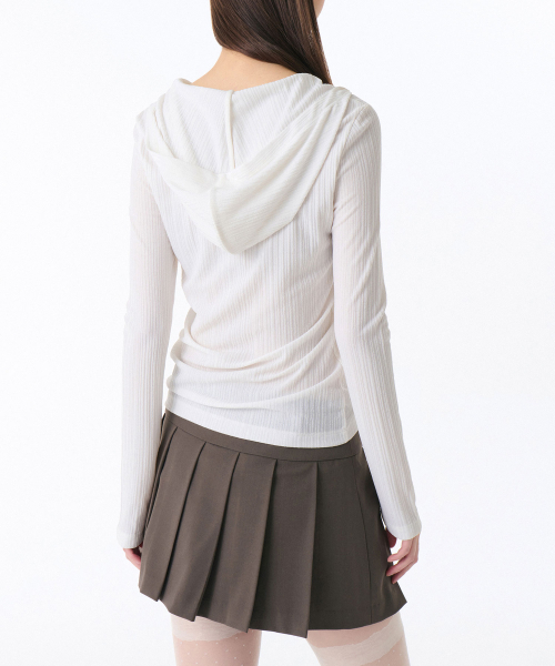 MUSINSA STANDARD WOMAN（ムシンサスタンダードウーマン）の「ウィメンズバーティカルテクスチャーフード付き長袖Tシャツ[アイボリー]（パーカー・レディース・その他・SMALL/MEDIUM/LARGE/X-SMALL）」の2枚目の写真