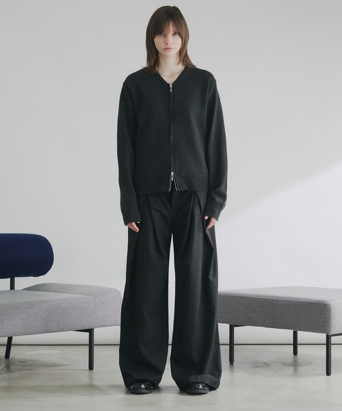 selle glant（セレグランテ）の「V NECK ZIP KNIT CARDIGAN/Vネックジップニットカーディガン（ニット/セーター・メンズ・チャコールグレー/スモークピンク・SMALL/MEDIUM/LARGE）」の16枚目の写真