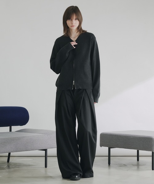 selle glant（セレグランテ）の「V NECK ZIP KNIT CARDIGAN/Vネックジップニットカーディガン（ニット/セーター・メンズ・チャコールグレー/スモークピンク・SMALL/MEDIUM/LARGE）」の17枚目の写真