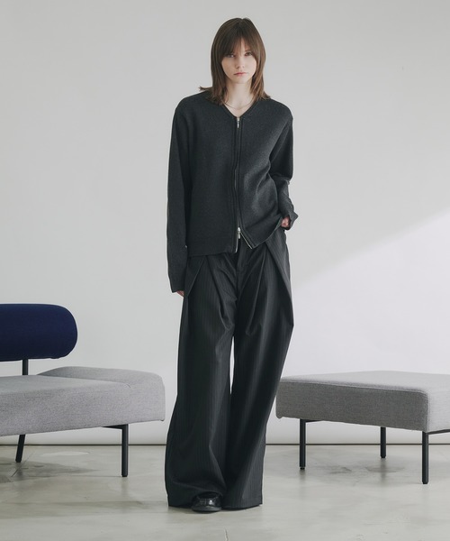 selle glant（セレグランテ）の「V NECK ZIP KNIT CARDIGAN/Vネックジップニットカーディガン（ニット/セーター・メンズ・チャコールグレー/スモークピンク・SMALL/MEDIUM/LARGE）」の18枚目の写真