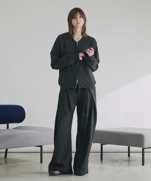 selle glant（セレグランテ）の「V NECK ZIP KNIT CARDIGAN/Vネックジップニットカーディガン（ニット/セーター・メンズ・チャコールグレー/スモークピンク・SMALL/MEDIUM/LARGE）」の19枚目の写真