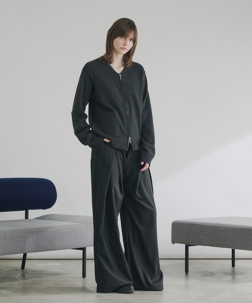 selle glant（セレグランテ）の「V NECK ZIP KNIT CARDIGAN/Vネックジップニットカーディガン（ニット/セーター・メンズ・チャコールグレー/スモークピンク・SMALL/MEDIUM/LARGE）」の20枚目の写真