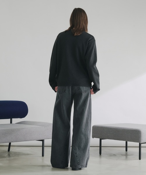 V NECK ZIP KNIT CARDIGAN/Vネックジップニットカーディガン（ニット