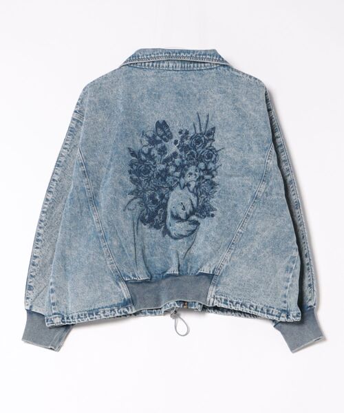 ScoLar（スカラー）の「161614：ヴィンテージ風ネコ刺繍デニムジャケット（デニムジャケット・レディース・ブルー/グレー・M）」の13枚目の写真