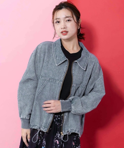 ScoLar（スカラー）の「161614：ヴィンテージ風ネコ刺繍デニムジャケット（デニムジャケット・レディース・ブルー/グレー・M）」の10枚目の写真