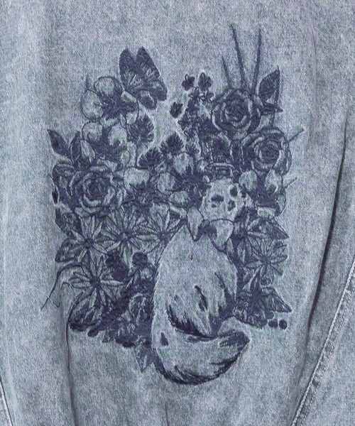 ScoLar（スカラー）の「161614：ヴィンテージ風ネコ刺繍デニムジャケット（デニムジャケット・レディース・ブルー/グレー・M）」の4枚目の写真