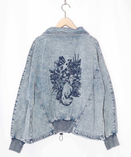 ScoLar（スカラー）の「161614：ヴィンテージ風ネコ刺繍デニムジャケット（デニムジャケット・レディース・ブルー/グレー・M）」の20枚目の写真