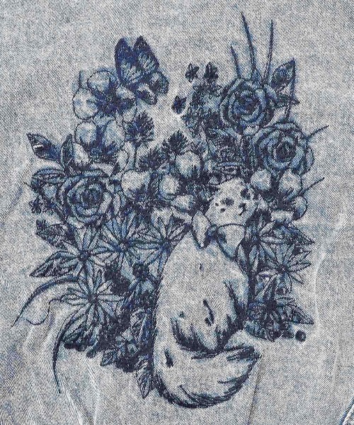 ScoLar（スカラー）の「161614：ヴィンテージ風ネコ刺繍デニムジャケット（デニムジャケット・レディース・ブルー/グレー・M）」の19枚目の写真