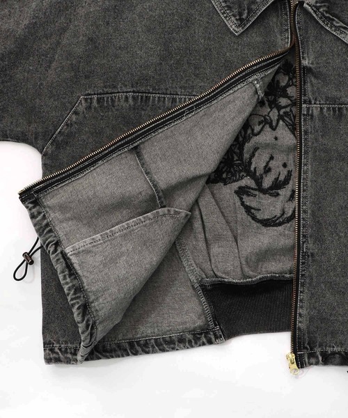 ScoLar（スカラー）の「161614：ヴィンテージ風ネコ刺繍デニムジャケット（デニムジャケット・レディース・ブルー/グレー・M）」の14枚目の写真