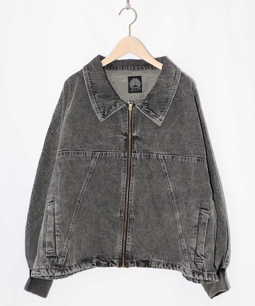 ScoLar（スカラー）の「161614：ヴィンテージ風ネコ刺繍デニムジャケット（デニムジャケット・レディース・ブルー/グレー・M）」の3枚目の写真