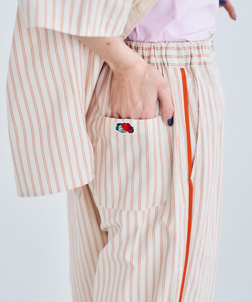 FREAK'S STORE(フリークスストア)の「FRUIT OF THE LOOM × FREAK'S STORE/フルーツオブザルーム 別注 マルチストライプ イージーパンツ/パジャマパンツ(その他パンツ・レディース・ブラック/グリーン/ベージュ/オレンジ/ネイビー・フリ-)」の8枚目の写真