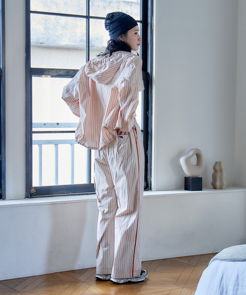 FREAK'S STORE(フリークスストア)の「FRUIT OF THE LOOM × FREAK'S STORE/フルーツオブザルーム 別注 マルチストライプ イージーパンツ/パジャマパンツ(その他パンツ・レディース・ブラック/グリーン/ベージュ/オレンジ/ネイビー・フリ-)」の14枚目の写真