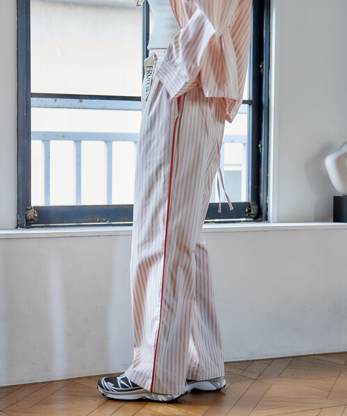 FREAK'S STORE(フリークスストア)の「FRUIT OF THE LOOM × FREAK'S STORE/フルーツオブザルーム 別注 マルチストライプ イージーパンツ/パジャマパンツ(その他パンツ・レディース・ブラック/グリーン/ベージュ/オレンジ/ネイビー・フリ-)」の19枚目の写真