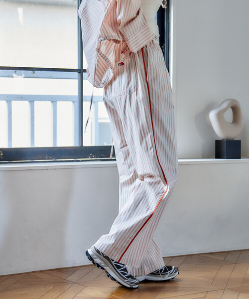 FREAK'S STORE(フリークスストア)の「FRUIT OF THE LOOM × FREAK'S STORE/フルーツオブザルーム 別注 マルチストライプ イージーパンツ/パジャマパンツ(その他パンツ・レディース・ブラック/グリーン/ベージュ/オレンジ/ネイビー・フリ-)」の21枚目の写真