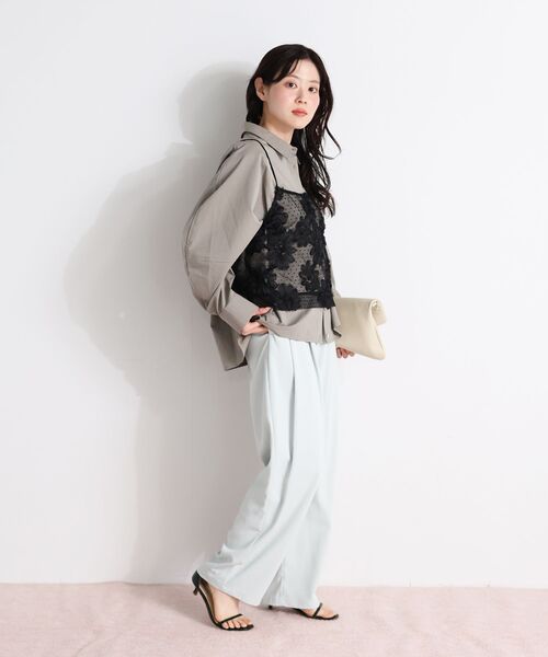 le.coeur blanc（ルクールブラン）の「カルゼタックカーブパンツ（その他パンツ・レディース・ミント/ネイビー/ベージュ・38/36）」の4枚目の写真