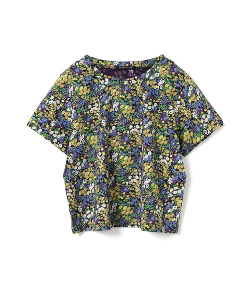 mizuiroind(ミズイロインド)の「mizuiro ind フラワープリントTシャツ(Tシャツ/カットソー・レディース・ネイビー/ブラック・FREE)」の1枚目の写真