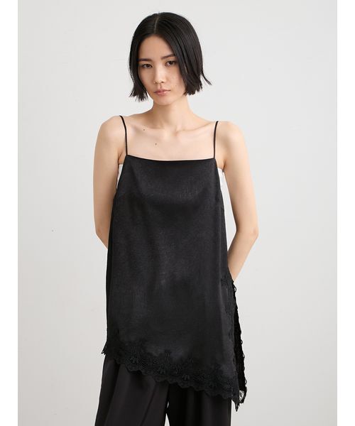MIESROHE(ミースロエ)の「【洗える】ワッシャーサテンレースキャミ(キャミソール・レディース・アイボリー/ブラック/ライトブルー・F)」の9枚目の写真