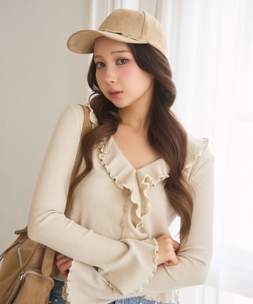 TITTY&CO.(ティティーアンドコー)の「スウェード調フリルキャップ(キャップ・レディース・ベージュ/ブラウン/ブラック/クリーム・FREE)」の19枚目の写真