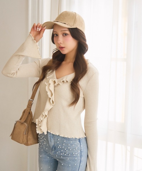 TITTY&CO.(ティティーアンドコー)の「スウェード調フリルキャップ(キャップ・レディース・ベージュ/ブラウン/ブラック/クリーム・FREE)」の20枚目の写真