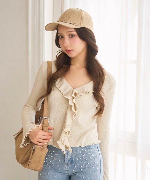 TITTY&CO.(ティティーアンドコー)の「スウェード調フリルキャップ(キャップ・レディース・ベージュ/ブラウン/ブラック/クリーム・FREE)」の22枚目の写真