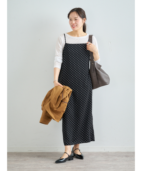 U by SPICK&SPAN(ユーバイスピックアンドスパン)の「ドットプリントキャミワンピ(ワンピース・レディース・ブラック・FREE)」の1枚目の写真