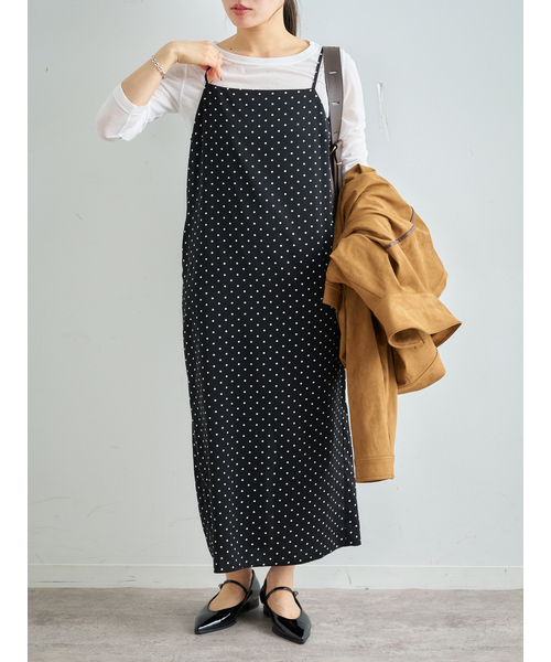 U by SPICK&SPAN(ユーバイスピックアンドスパン)の「ドットプリントキャミワンピ(ワンピース・レディース・ブラック・FREE)」の3枚目の写真