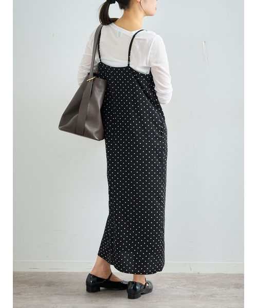 U by SPICK&SPAN(ユーバイスピックアンドスパン)の「ドットプリントキャミワンピ(ワンピース・レディース・ブラック・FREE)」の5枚目の写真