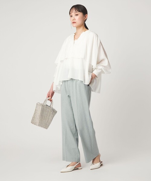 まるりん☆彡 　green label relaxing 撥水ギャザーフー size SHORT/TALLあり］ニーハイフレアパンツ（その他パンツ）｜green
