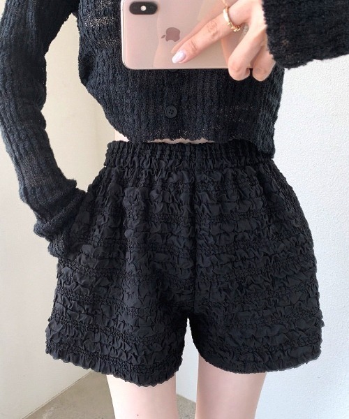 SHEENA(シーナ)の「くしゅくしゅシャーリングショートパンツ(その他パンツ・レディース・ホワイト/ブラック・M)」の1枚目の写真