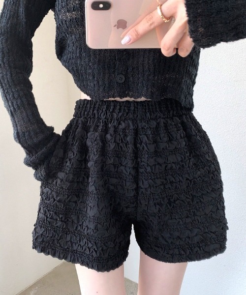 SHEENA(シーナ)の「くしゅくしゅシャーリングショートパンツ(その他パンツ・レディース・ホワイト/ブラック・M)」の3枚目の写真