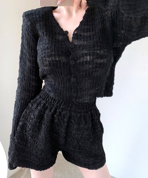 SHEENA(シーナ)の「くしゅくしゅシャーリングショートパンツ(その他パンツ・レディース・ホワイト/ブラック・M)」の4枚目の写真