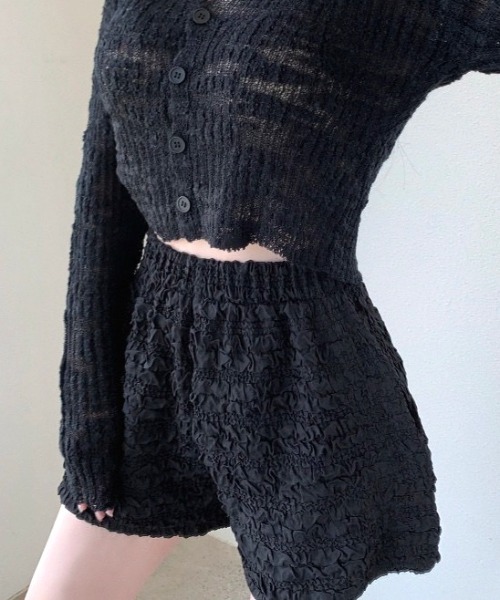 SHEENA(シーナ)の「くしゅくしゅシャーリングショートパンツ(その他パンツ・レディース・ホワイト/ブラック・M)」の5枚目の写真