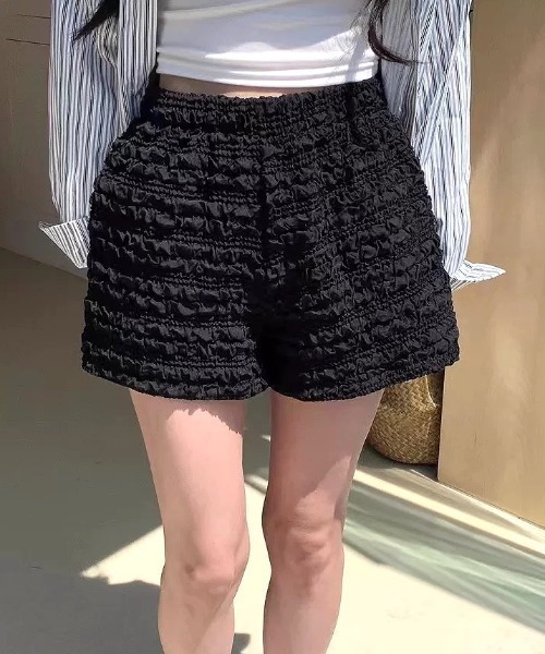 SHEENA(シーナ)の「くしゅくしゅシャーリングショートパンツ(その他パンツ・レディース・ホワイト/ブラック・M)」の6枚目の写真