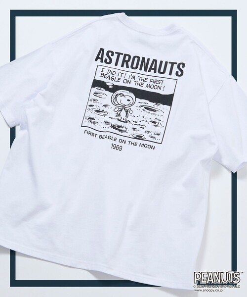 PEANUTS ограниченная коллекция — футболка Astronauts Big Silhouette, принт Backprint, кольцо клитка
