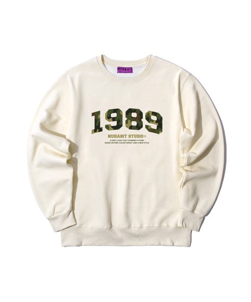NUHABIT（ニューハビット）の「N/H CAMO1989 オーバーサイズ 裏起毛 スウェット (GOM4-5NH1365)（スウェット・メンズ・ホワイト/ライトグレー/ブラック/ネイビー/グレー/アイボリー・MEDIUM/LARGE/X-LARGE）」の3枚目の写真