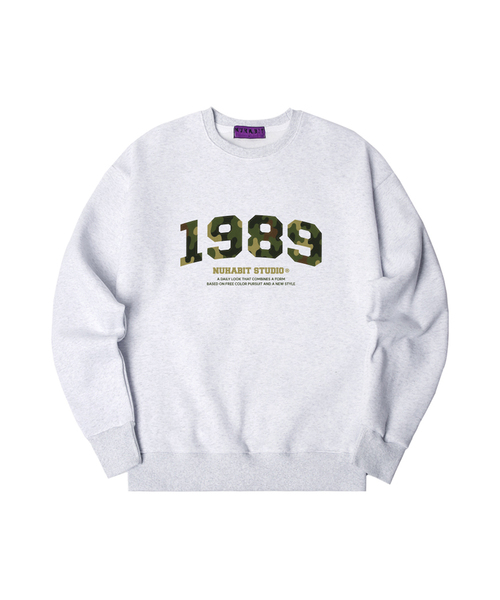 NUHABIT（ニューハビット）の「N/H CAMO1989 オーバーサイズ 裏起毛 スウェット (GOM4-5NH1365)（スウェット・メンズ・ホワイト/ライトグレー/ブラック/ネイビー/グレー/アイボリー・MEDIUM/LARGE/X-LARGE）」の4枚目の写真