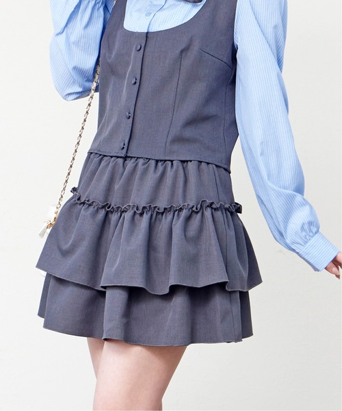 FILA フリル付きスカートセット ネイビー L FILA フリル付きスカート