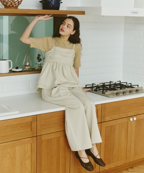 OLUN(オルン)の「pointelle knit top/針抜きニットトップス(ニット/セーター・レディース・マスタード/アイボリー/グリーン/ブラウン/ベージュ・FREE)」の10枚目の写真