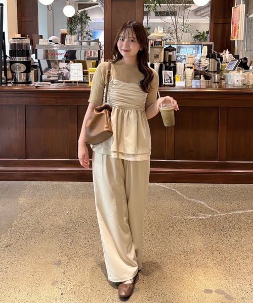 OLUN(オルン)の「pointelle knit top/針抜きニットトップス(ニット/セーター・レディース・マスタード/アイボリー/グリーン/ブラウン/ベージュ・FREE)」の19枚目の写真