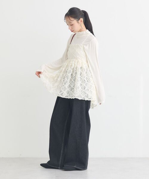 earth music&ecology（アースミュージックアンドエコロジー）の「【2026SS】フリンジレースキャミビスチェ（キャミソール・レディース・ブラック/アイボリー・FREE）」の21枚目の写真