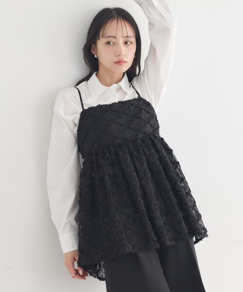 earth music&ecology（アースミュージックアンドエコロジー）の「【2026SS】フリンジレースキャミビスチェ（キャミソール・レディース・ブラック/アイボリー・FREE）」の18枚目の写真