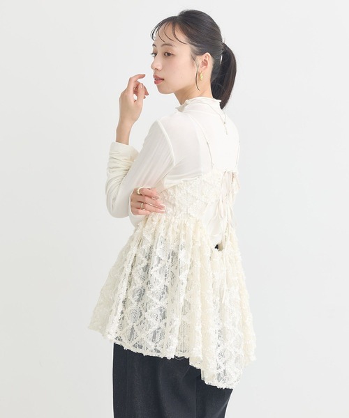 earth music&ecology（アースミュージックアンドエコロジー）の「【2026SS】フリンジレースキャミビスチェ（ベスト・レディース・ブラック/アイボリー・FREE）」の5枚目の写真