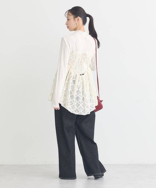 earth music&ecology（アースミュージックアンドエコロジー）の「【2026SS】フリンジレースキャミビスチェ（ベスト・レディース・ブラック/アイボリー・FREE）」の8枚目の写真