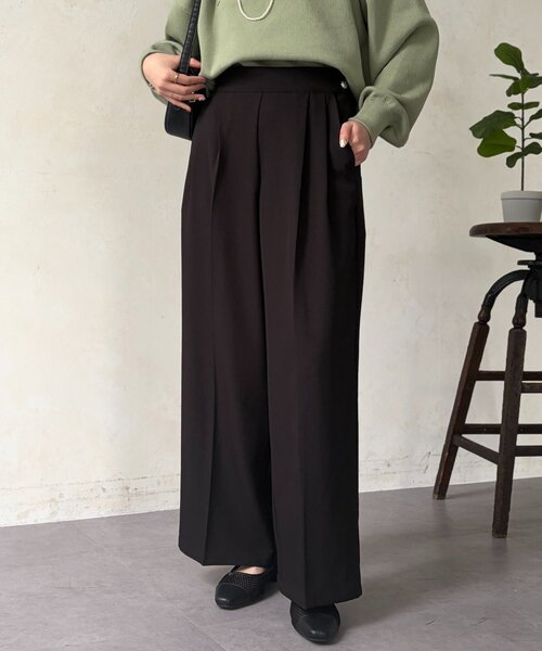 Chez toi（シェトワ）の「サイドボタンワイドパンツ（その他パンツ・レディース・ブラック/グレイッシュベージュ/チャコールグレー・FREE）」の6枚目の写真